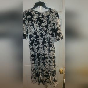 Chris and Carol navy blue and white V neck A-line flutter sleeve dress size XL